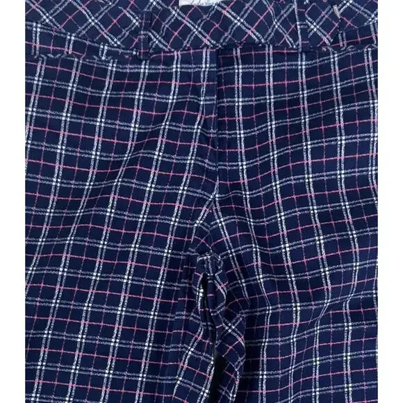 Lady Hagen Long Shorts Navy Blue Pink Check Plaid Size 4 Cotton Spandex - Picture 3 of 10